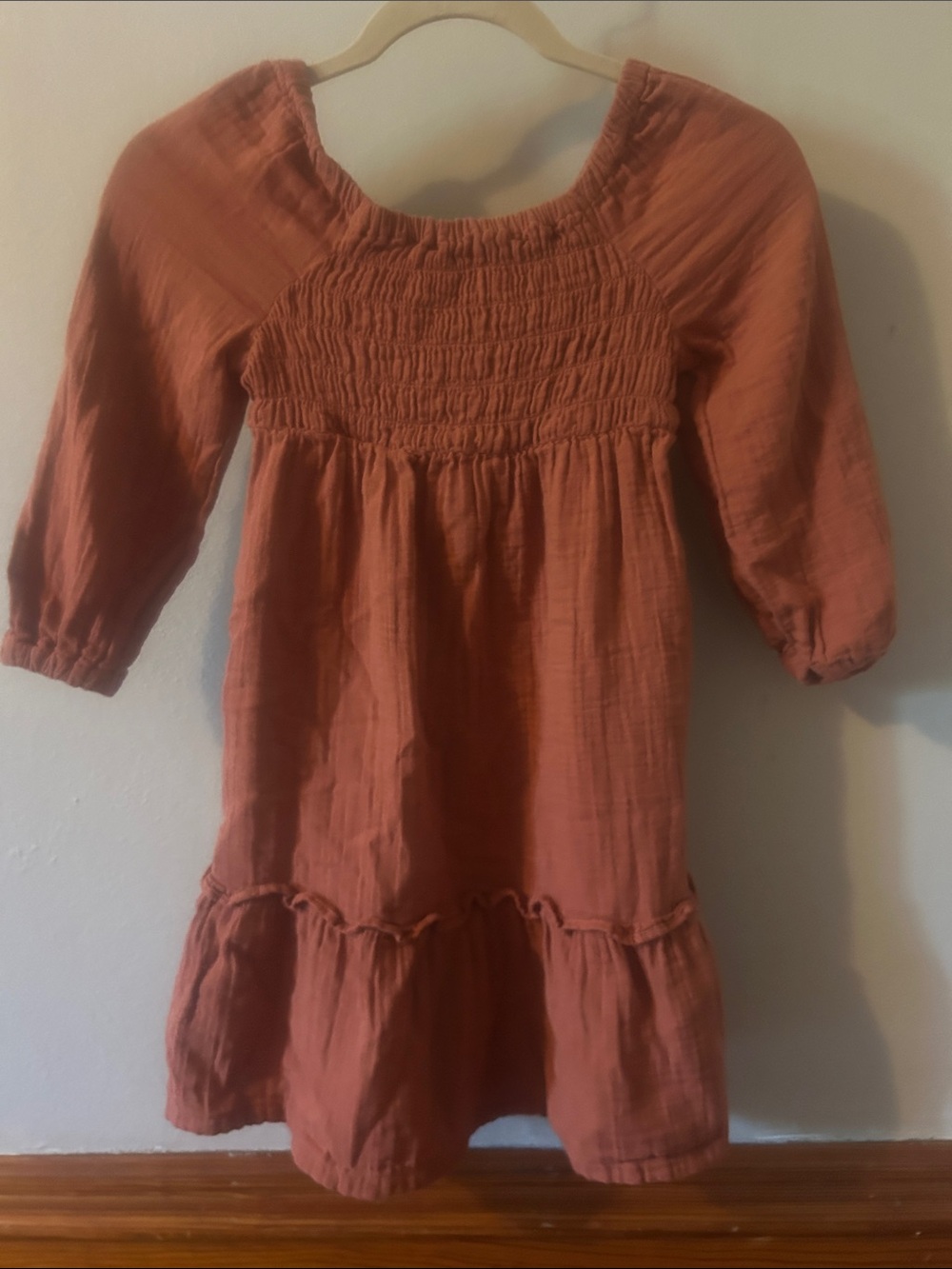 Old Navy Rust Orange Smocked Cotton Girls Dress